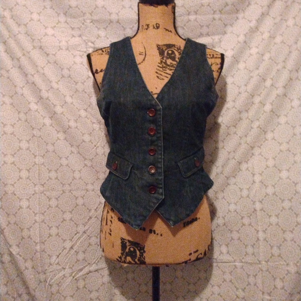 New York & Company Blue Jean Vest